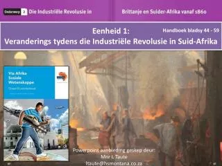 eenheid 1 veranderings tydens die industri le revolusie in suid afrika