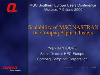 Scalability of MSC.NASTRAN on Compaq Alpha Clusters