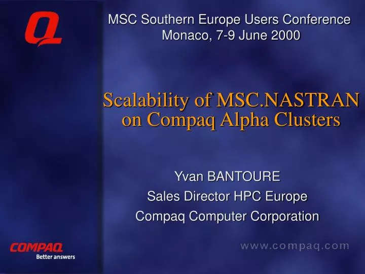 scalability of msc nastran on compaq alpha clusters
