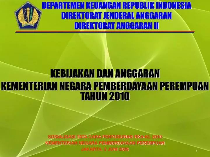 departemen keuangan republik indonesia direktorat jenderal anggaran direktorat anggaran ii
