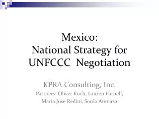 Mexico: National Strategy for UNFCCC Negotiation