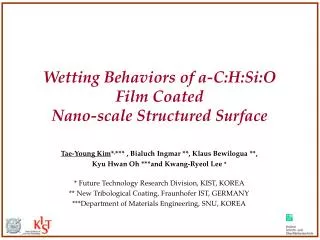 Wetting Behaviors of a-C:H:Si:O Film Coated Nano-scale Structured Surface