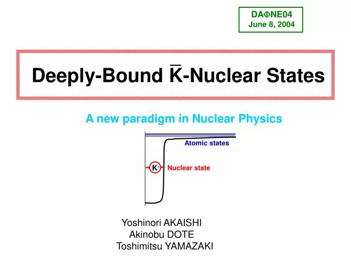 deeply bound k nuclear states