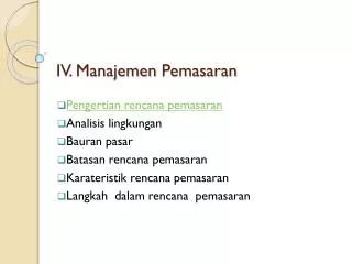 iv manajemen pemasaran
