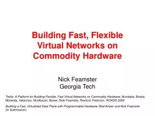 Building Fast, Flexible Virtual Networks on Commodity Hardware