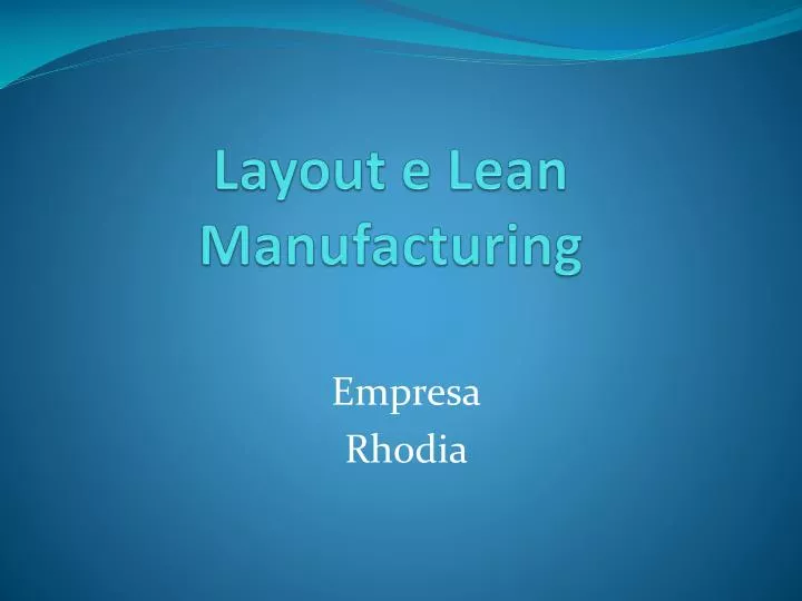 layout e lean manufacturing