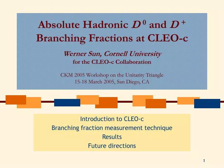 introduction to cleo c branching fraction measurement technique results future directions