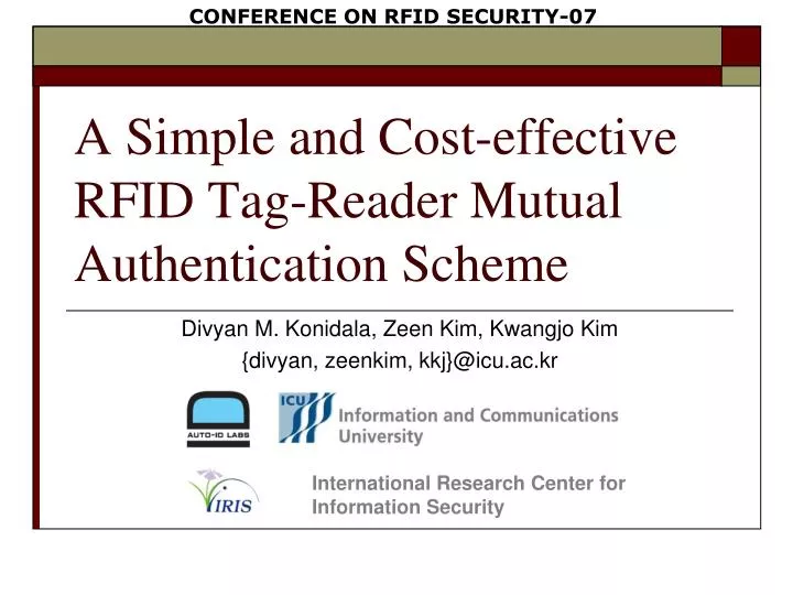 a simple and cost effective rfid tag reader mutual authentication scheme