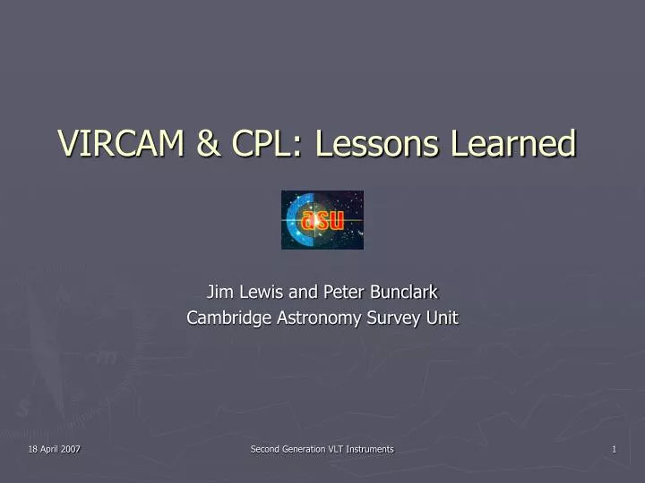 vircam cpl lessons learned