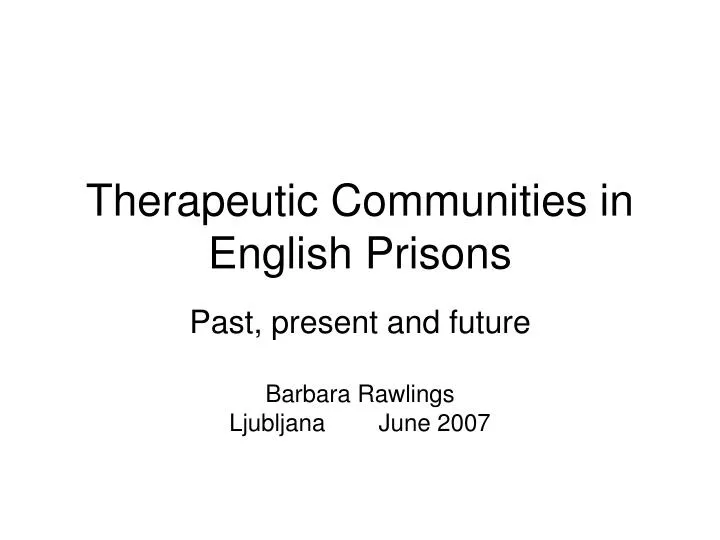 therapeutic communities in english prisons