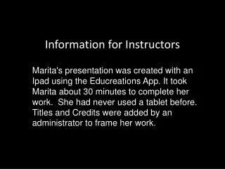 Information for Instructors