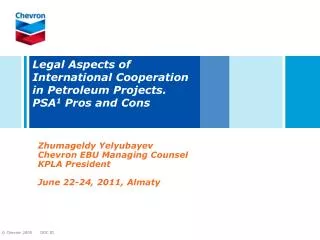 Legal Aspects of International Cooperation in Petroleum Projects. PSA 1 Pros and Cons