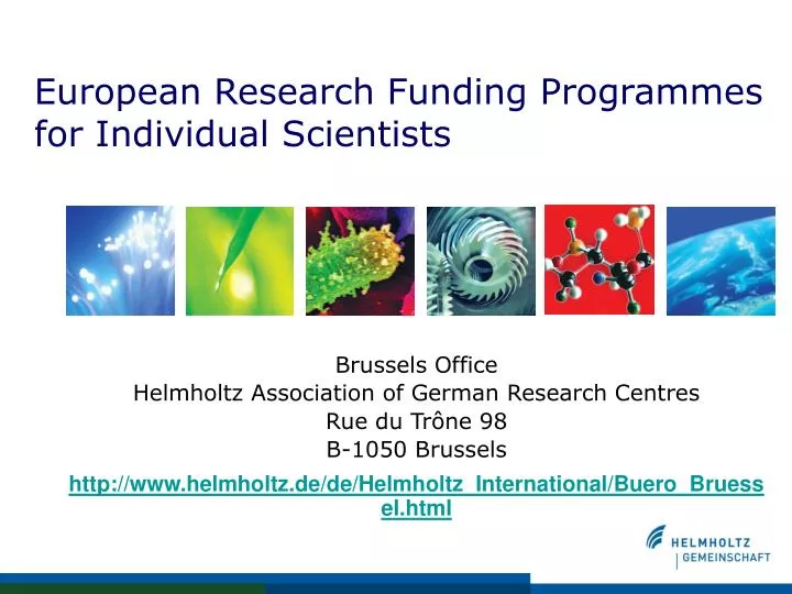 european research funding programmes for individual scientists