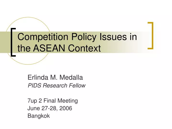 competition policy issues in the asean context
