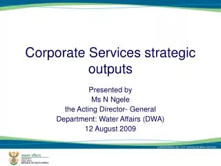 Corporate Services strategic outputs