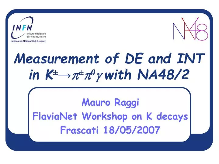 measurement of de and int in k 0 g with na48 2