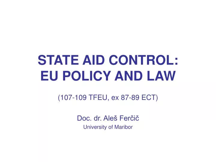 state aid control eu policy and law