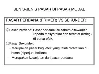 jenis jenis pasar di pasar modal