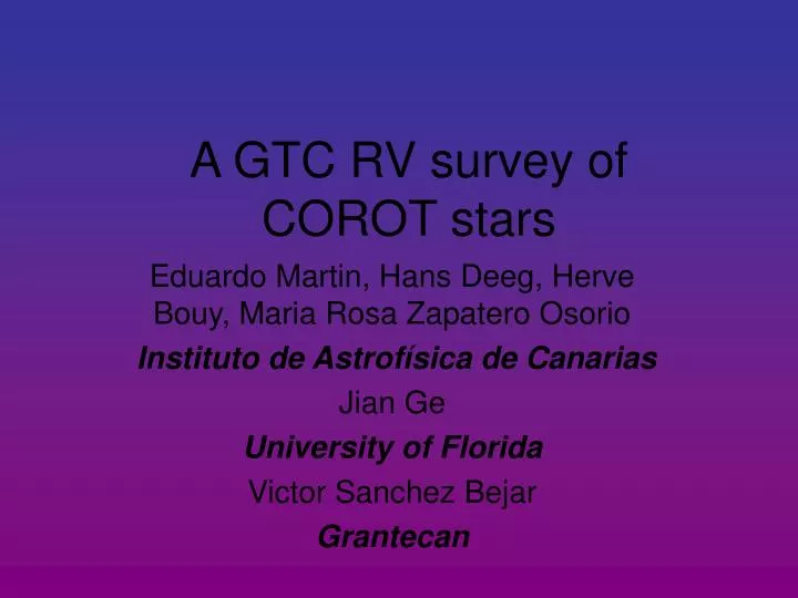a gtc rv survey of corot stars