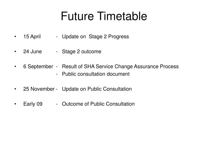 future timetable