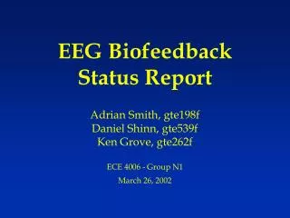 EEG Biofeedback Status Report