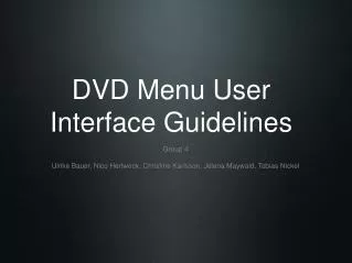 DVD Menu User Interface Guidelines