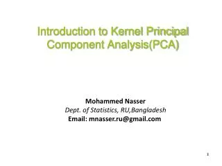 Introduction to Kernel Principal Component Analysis(PCA)