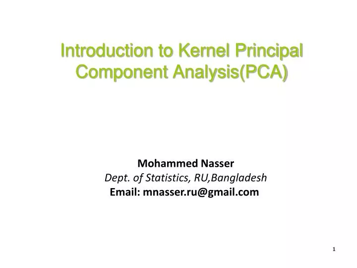 introduction to kernel principal component analysis pca