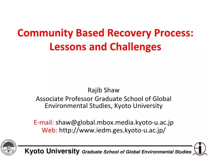 community based recovery process lessons and challenges