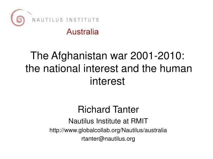 the afghanistan war 2001 2010 the national interest and the human interest