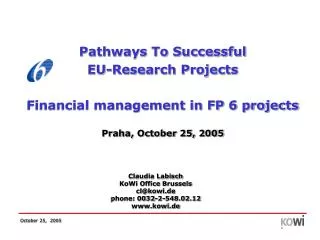 Pathways To Successful EU-Research Projects Financial management in FP 6 projects