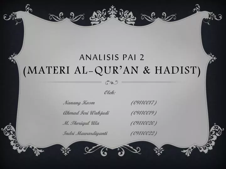 analisis pai 2 materi al qur an hadist