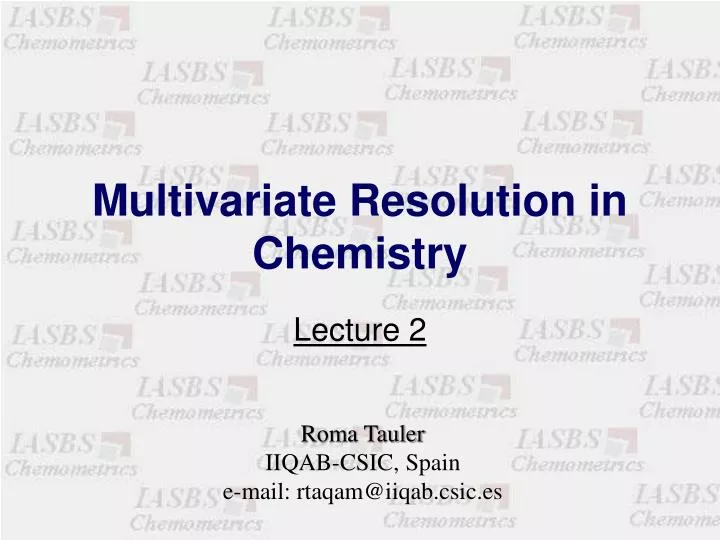 multivariate resolution in chemistry