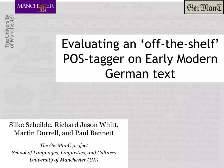 evaluating an off the shelf pos tagger on early modern german text
