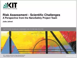 Risk Assessment - Scientific Challenges A Perspective from the NanoSafety Project Team