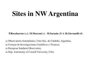 Sites in NW Argentina