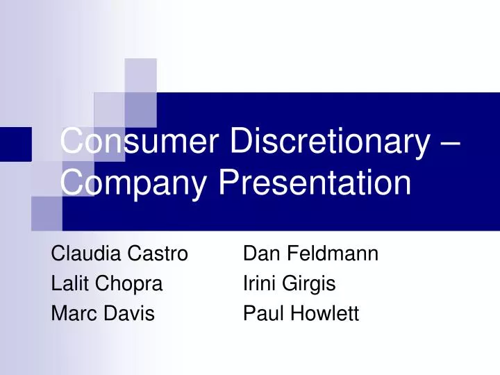 consumer discretionary company presentation