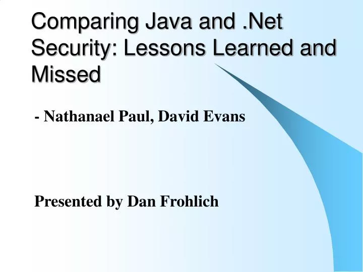 comparing java and net security lessons learned and missed