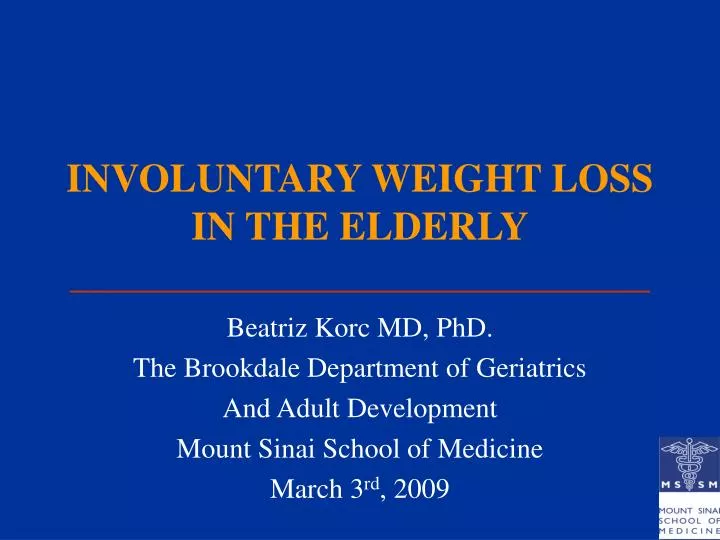 involuntary weight loss in the elderly