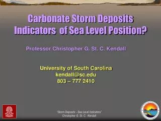 Carbonate Storm Deposits Indicators of Sea Level Position?