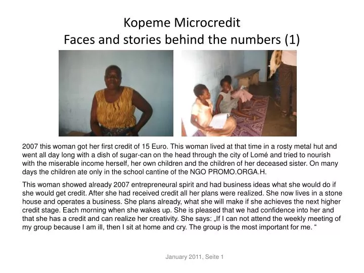 kopeme microcredit faces and stories behind the numbers 1