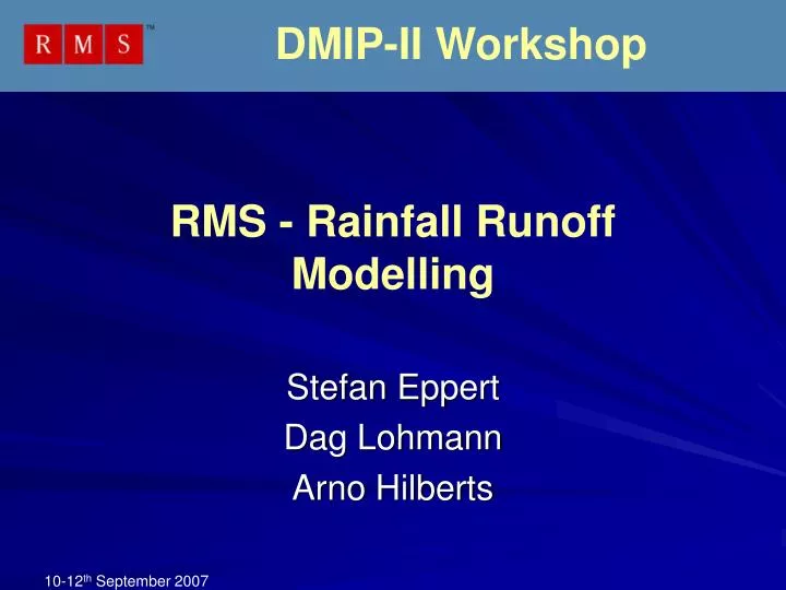 rms rainfall runoff modelling