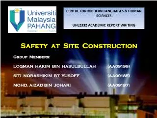 CENTRE FOR MODERN LANGUAGES &amp; HUMAN SCIENCES UHL2332 ACADEMIC REPORT WRITING