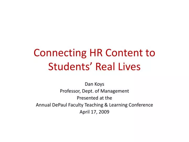 connecting hr content to students real lives