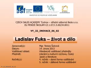 ladislav fuks ivot a d lo