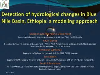 Detection of hydrological changes in Blue Nile Basin, Ethiopia: a modeling approach