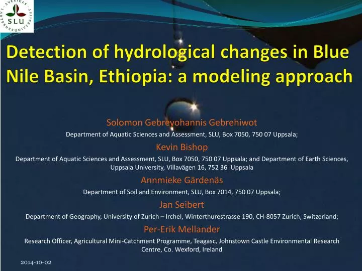 detection of hydrological changes in blue nile basin ethiopia a modeling approach