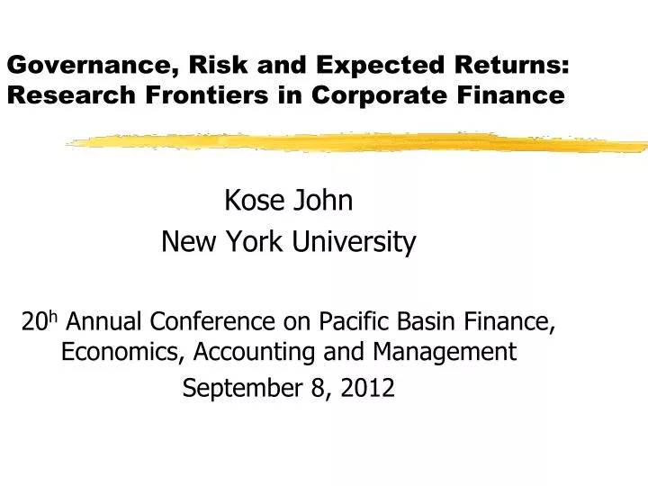 governance risk and expected returns research frontiers in corporate finance