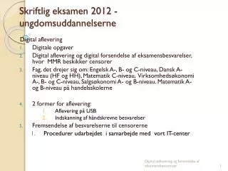 skriftlig eksamen 2012 ungdomsuddannelserne