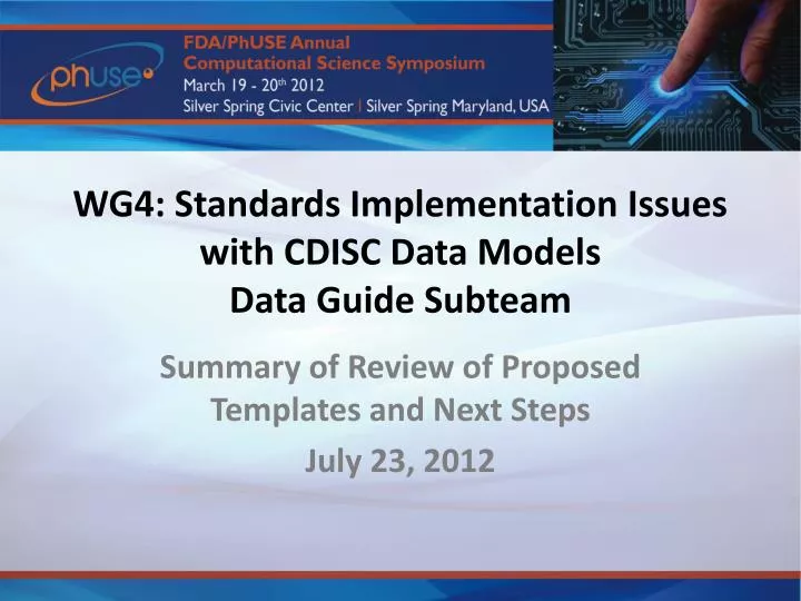 wg4 standards implementation issues with cdisc data models data guide subteam